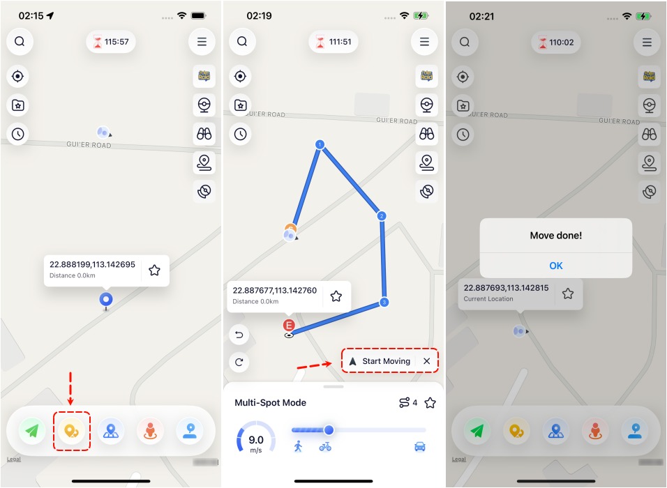 how to use  ultfone location changer ios app to start multi - spot movement