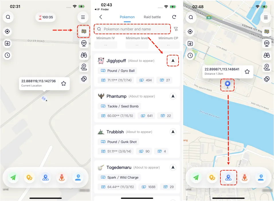 how to searching for pokemon