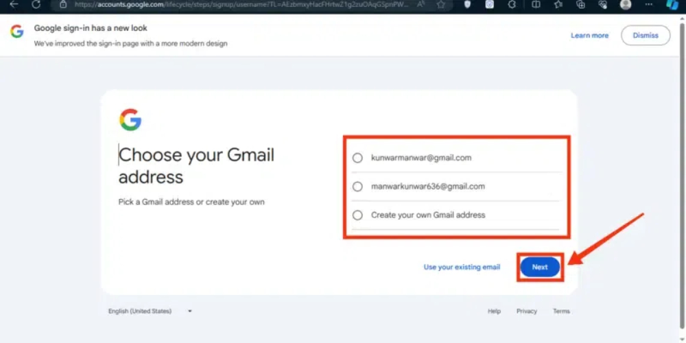 Enter your google email