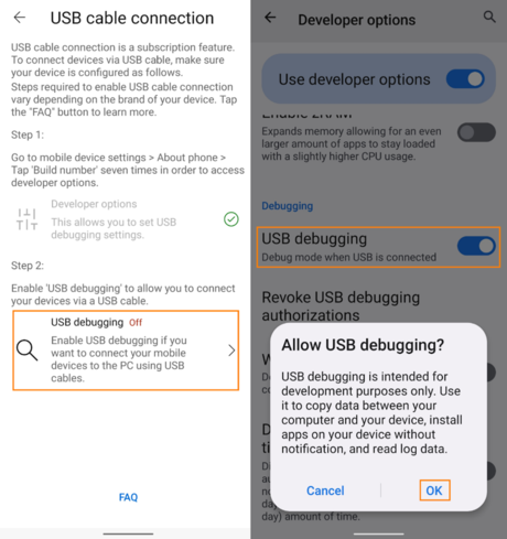 use cable connecting
