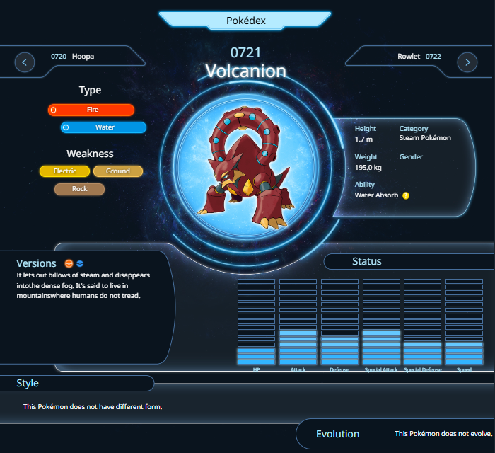 Statistiques & meilleures attaques de Volcanion