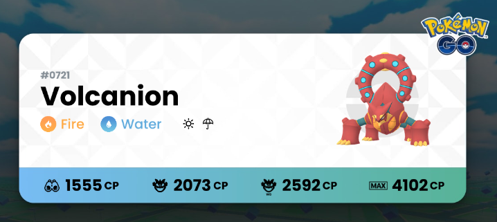 Typage Feu/Eau de Volcanion dans Pokémon GO