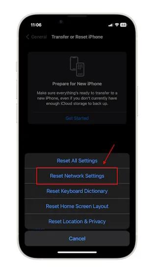 Reset Network Settings