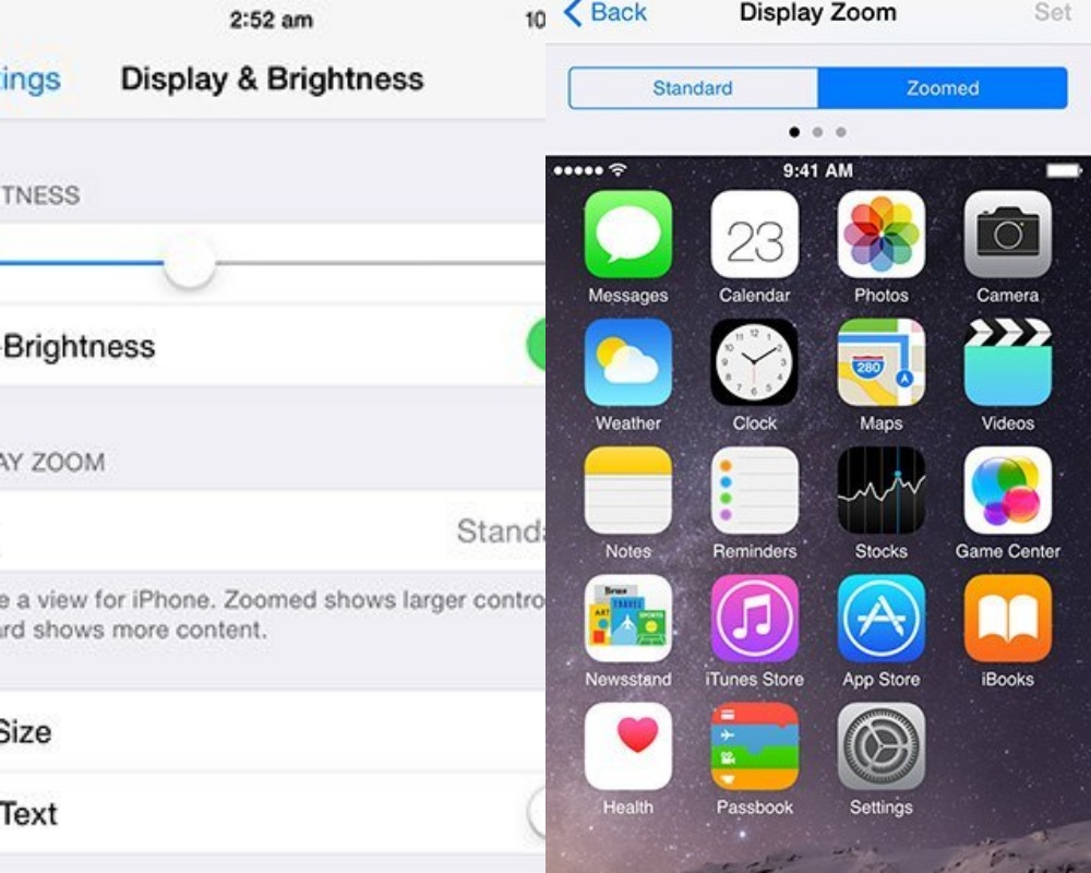 Toggle Display Zoom between Standard and Zoomed