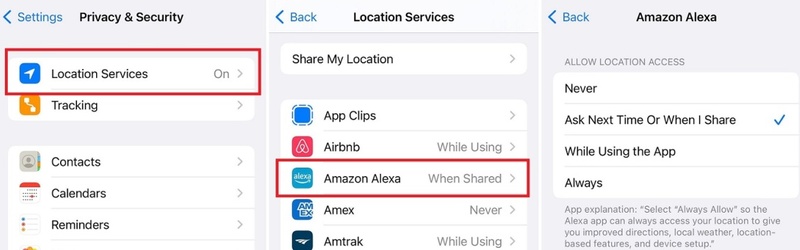 Change app permissions from always