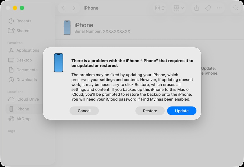 Choose Update in Recovery Mode