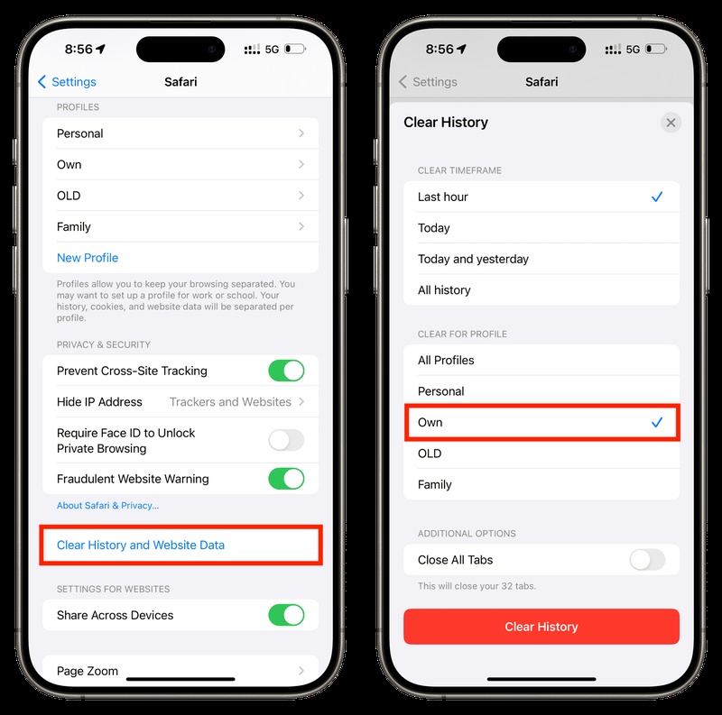 清除 Safari 歷史記錄和網站資料