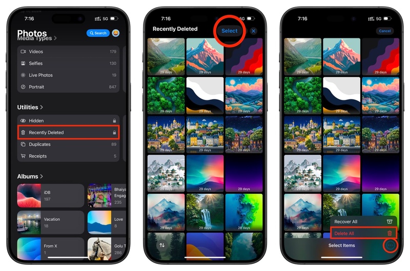 Delete photos from Recently Deleted album
