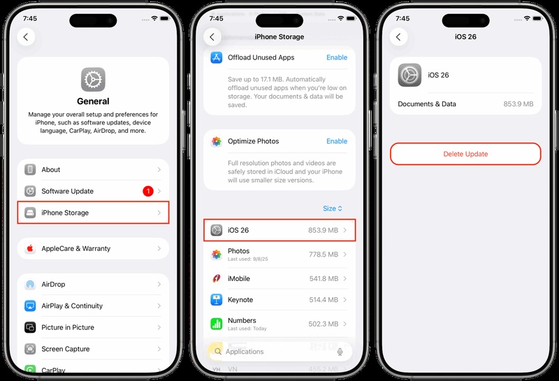 خطوات حذف تحديث iOS 27 بيتا