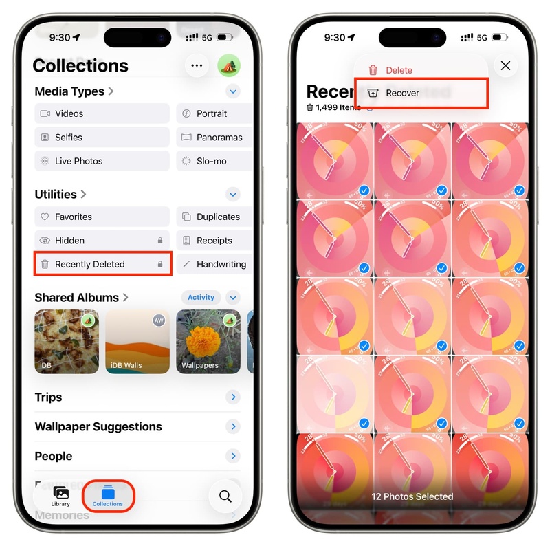 清空最近刪除資料夾後重新啟動 iPhone