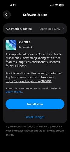 Enable automatic iOS downloads in settings