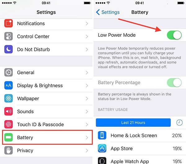 Enable Low Power Mode in Battery