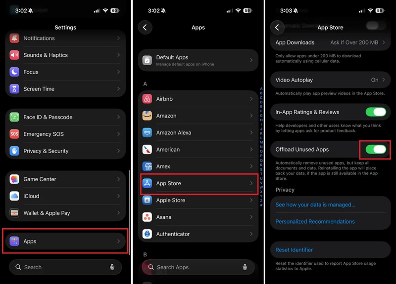 Enable Offload Unused Apps
