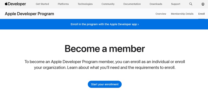 Beim Apple Developer Program registrieren