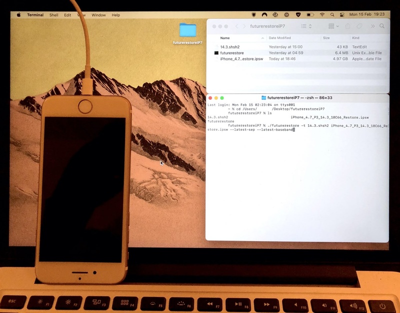 FutureRestore 指令含 blobs 與 baseband 參數