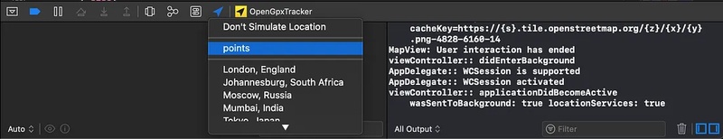 GPX file appears in simulation menu
