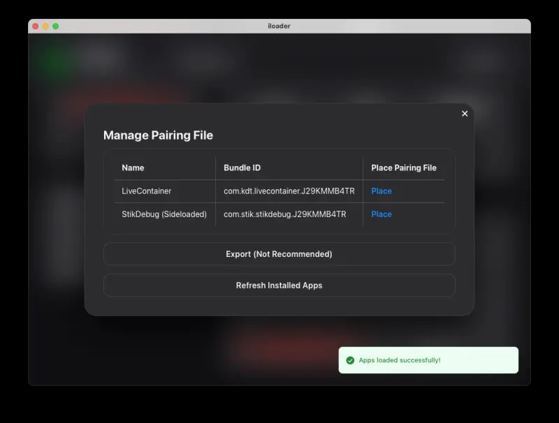 iLoader pairing file placement for StikDebug