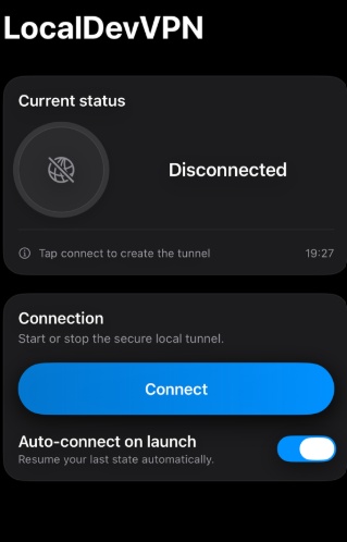 Install LocalDevVPN and connect