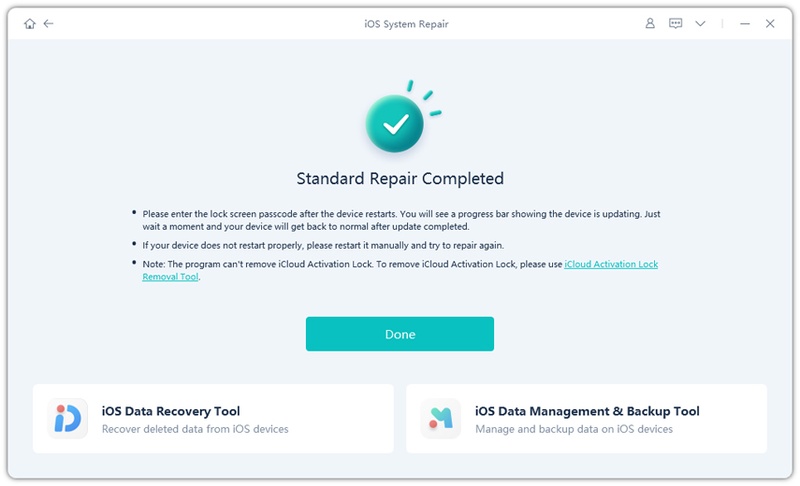 iPhone restarts after successful repair