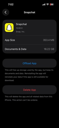 Navigate to iPhone Storage in Settings