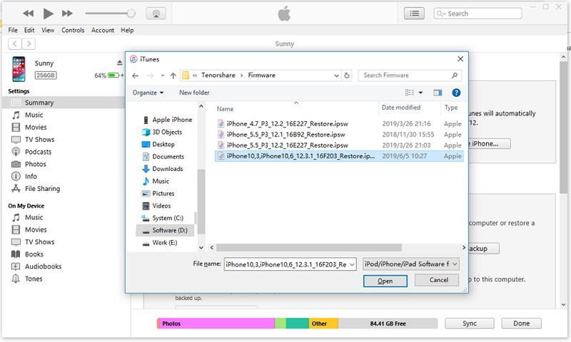 Restore iPhone with downloaded IPSW file