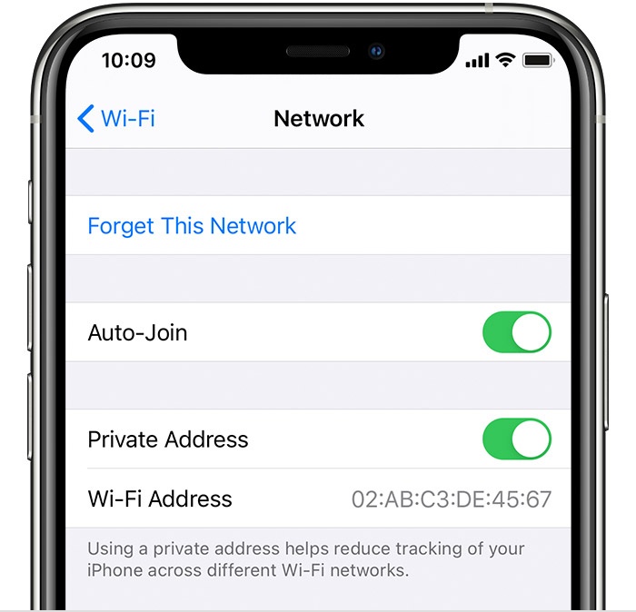 Scroll down to Private WiFi Address