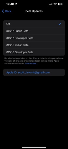 Select applicable iOS 27 Beta