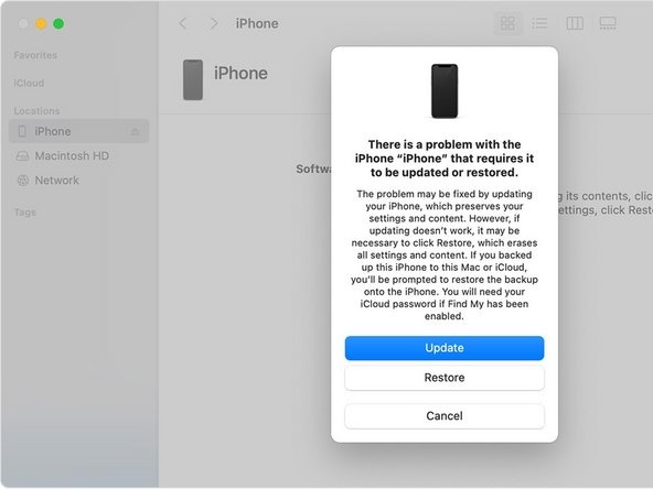 Shift-click Restore على Windows iPhone