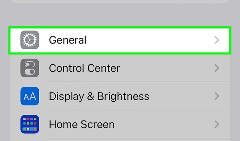 Tap General button