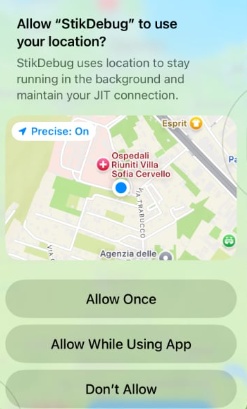 Tap simulate location to change GPS