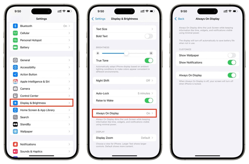 Turn off Always-On Display setting