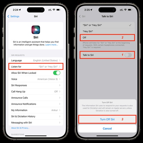 關閉 iPhone Siri 語音啟用功能