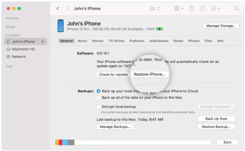 Restore iPhone 17 to reinstall