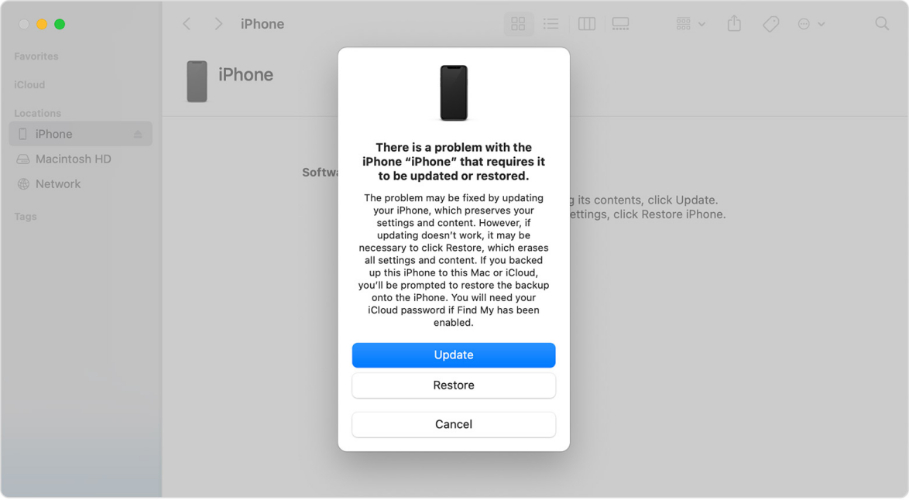 Restore via itunes