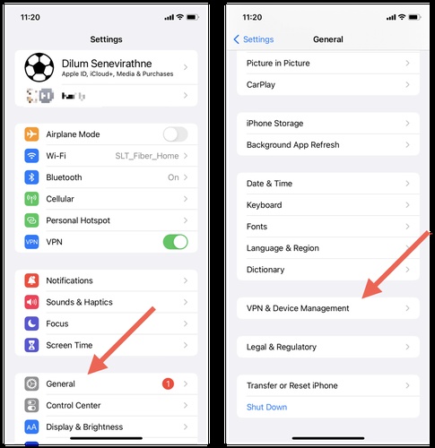 تعطيل VPN في إعدادات الجهاز