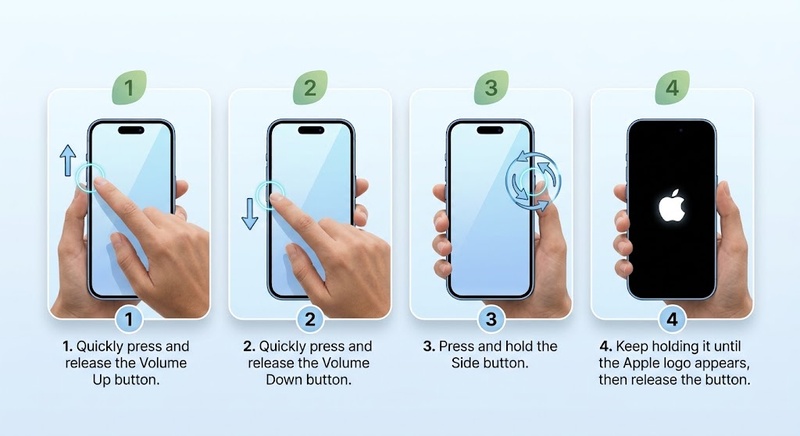 Holding button until Apple logo appears