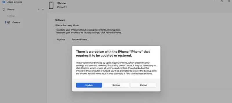 وضع iPhone في وضع الاسترداد عبر iTunes
