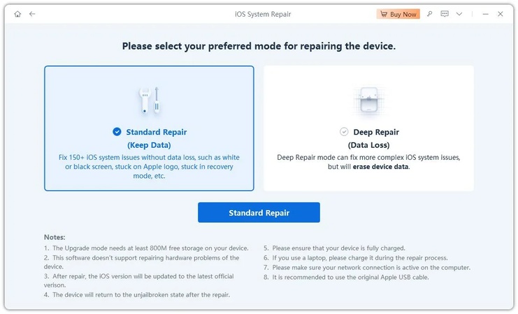 Repair iOS issues without data loss
