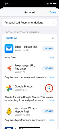 Scroll down to see available updates