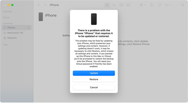 Update reinstalls iOS preserving personal data