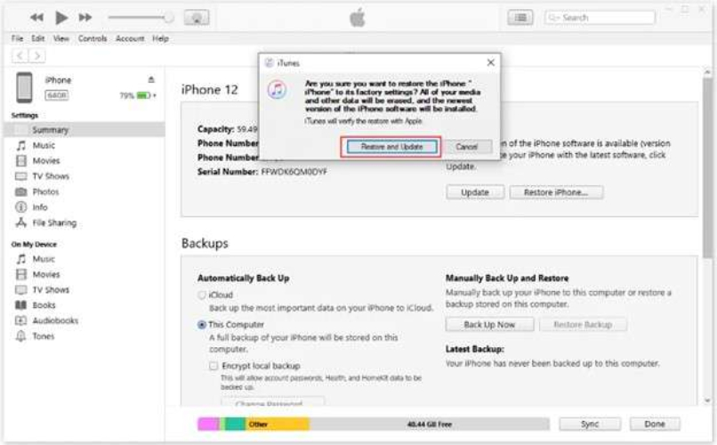 Restore iPhone Using iTunes