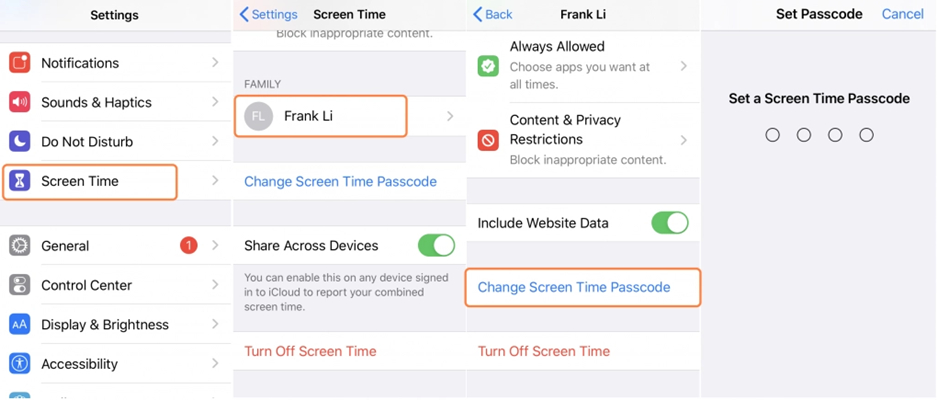 nessuna opzione per il passcode del tempo di visualizzazione dimenticato su iOS 15