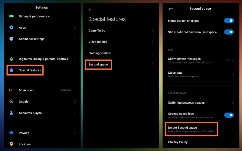 在設定中啟用第二分身來繞過紅米手機 Google 帳號鎖