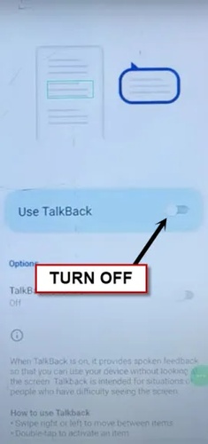 Accessibility menu button turns off TalkBack