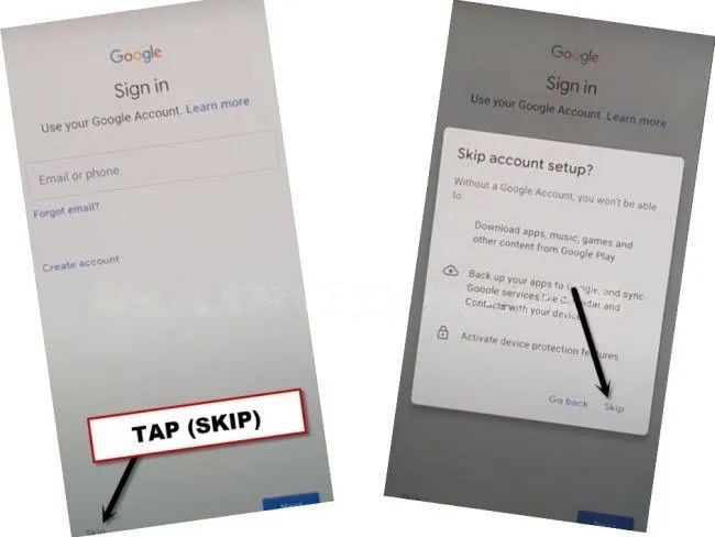 Enter pattern to skip Google sign-in