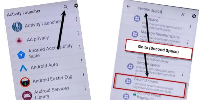 Open Second Space in Activity Launcher