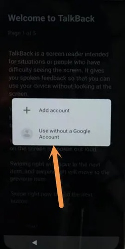 Prompt to skip Google account setup