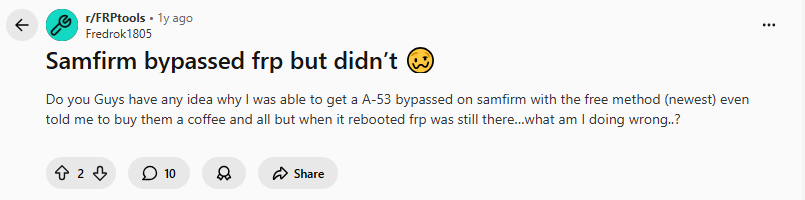 FRP Bypass Not Persistent