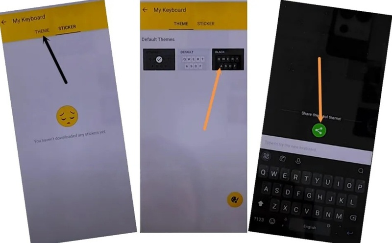 Select Black theme then tap Share