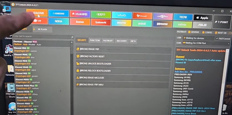 Selecting Xiaomi POCO model in tool